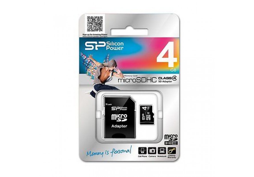 MICRO SD 4GB SDHC MEMORY CARD 4 GB MICROSD HC SP CLASSE 4 CON ADATTATORE mshop